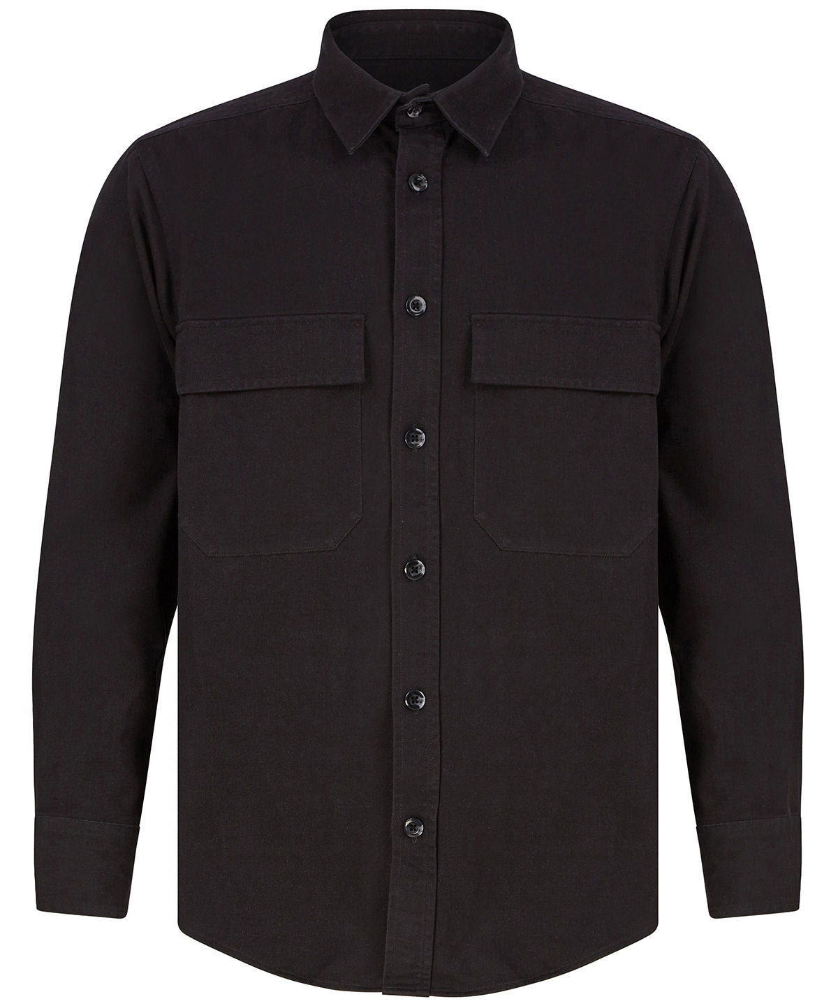 Front Row Drill overshirt in Black, front view