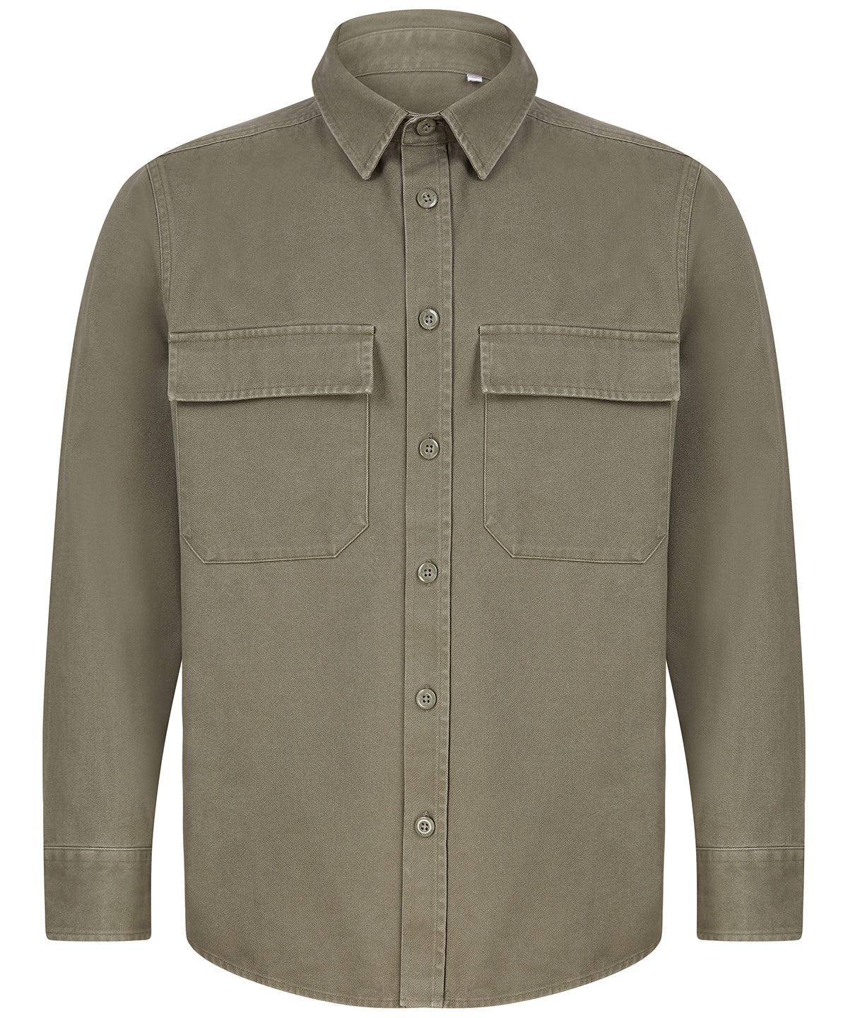 Front Row Drill overshirt in Khaki, front view