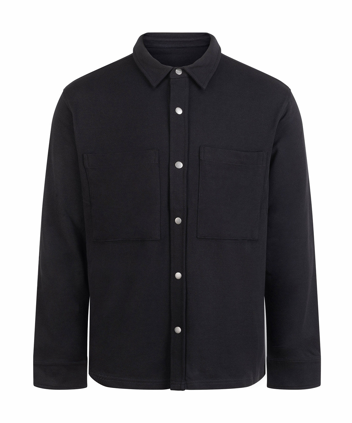 Front Row Premium piqué overshirt in Black, front view