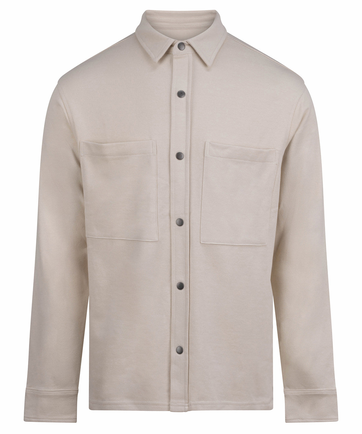 Front Row Premium piqué overshirt in Natural, front view