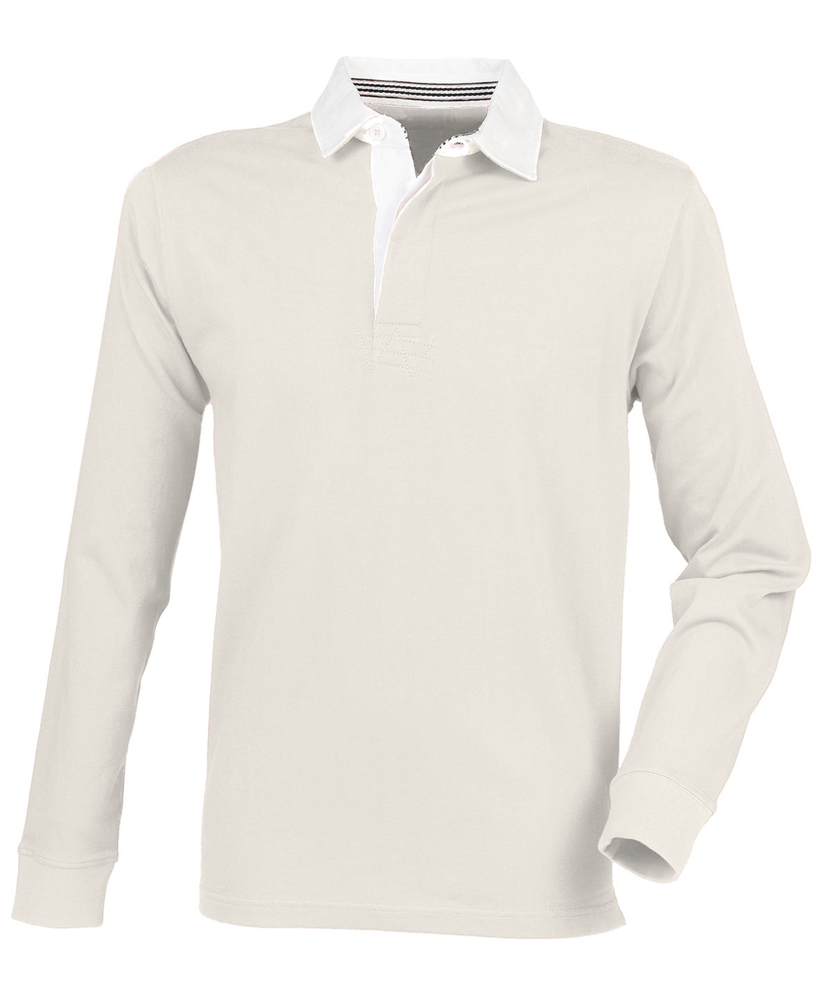 Front Row Premium superfit rugby shirt in Natural, front view