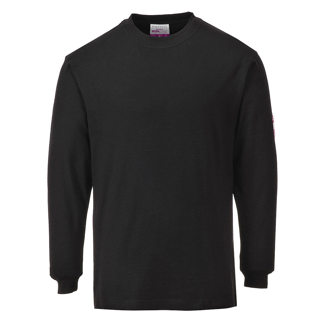 Portwest Modaflame Knit FR Long Sleeve T-Shirt in Black, main product image