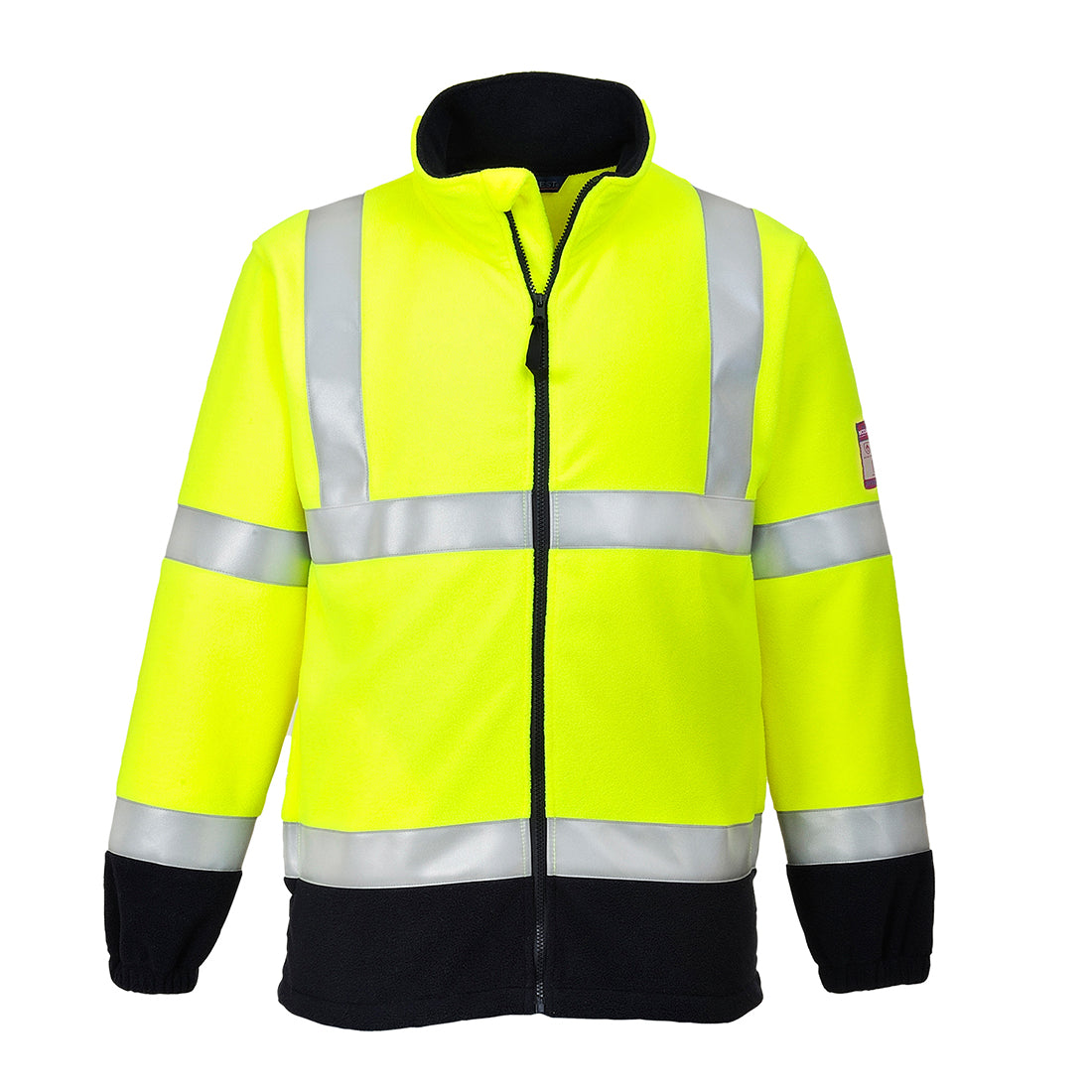 Portwest Modaflame Fleece Hi-Vis Contrast FR Jacket in Yellow, main product image