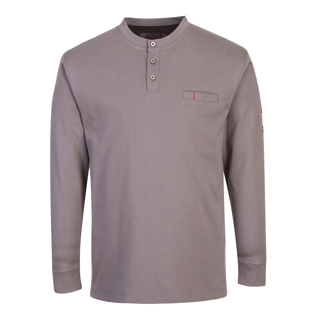 Portwest Bizflame Knit FR Long Sleeve Henley in Grey, main product image