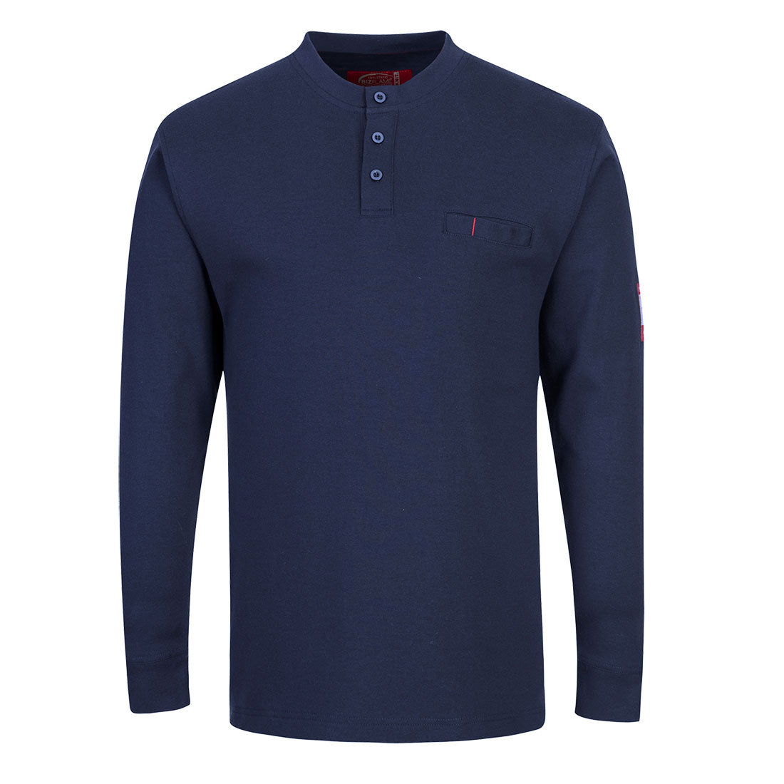 Portwest Bizflame Knit FR Long Sleeve Henley in Navy, image 2