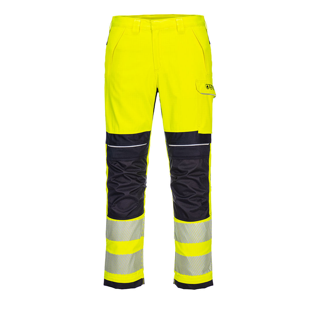 Portwest PW3 Modaflame Work Hi-Vis Multi-Norm FR Trousers in Yellow/Navy, image 2