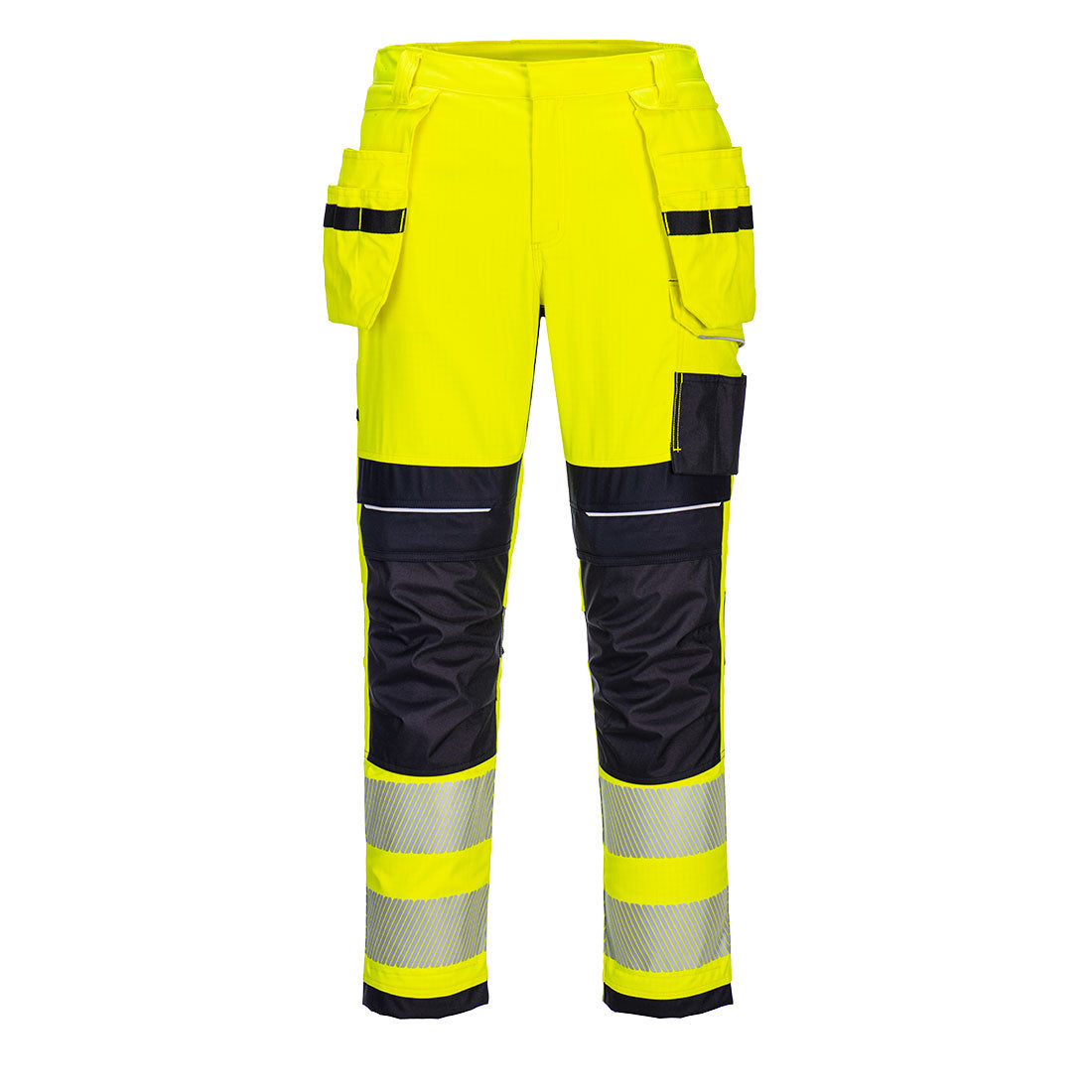 Portwest PW3 Modaflame Work Hi-Vis FR Holster Trousers in Yellow/Navy, image 2