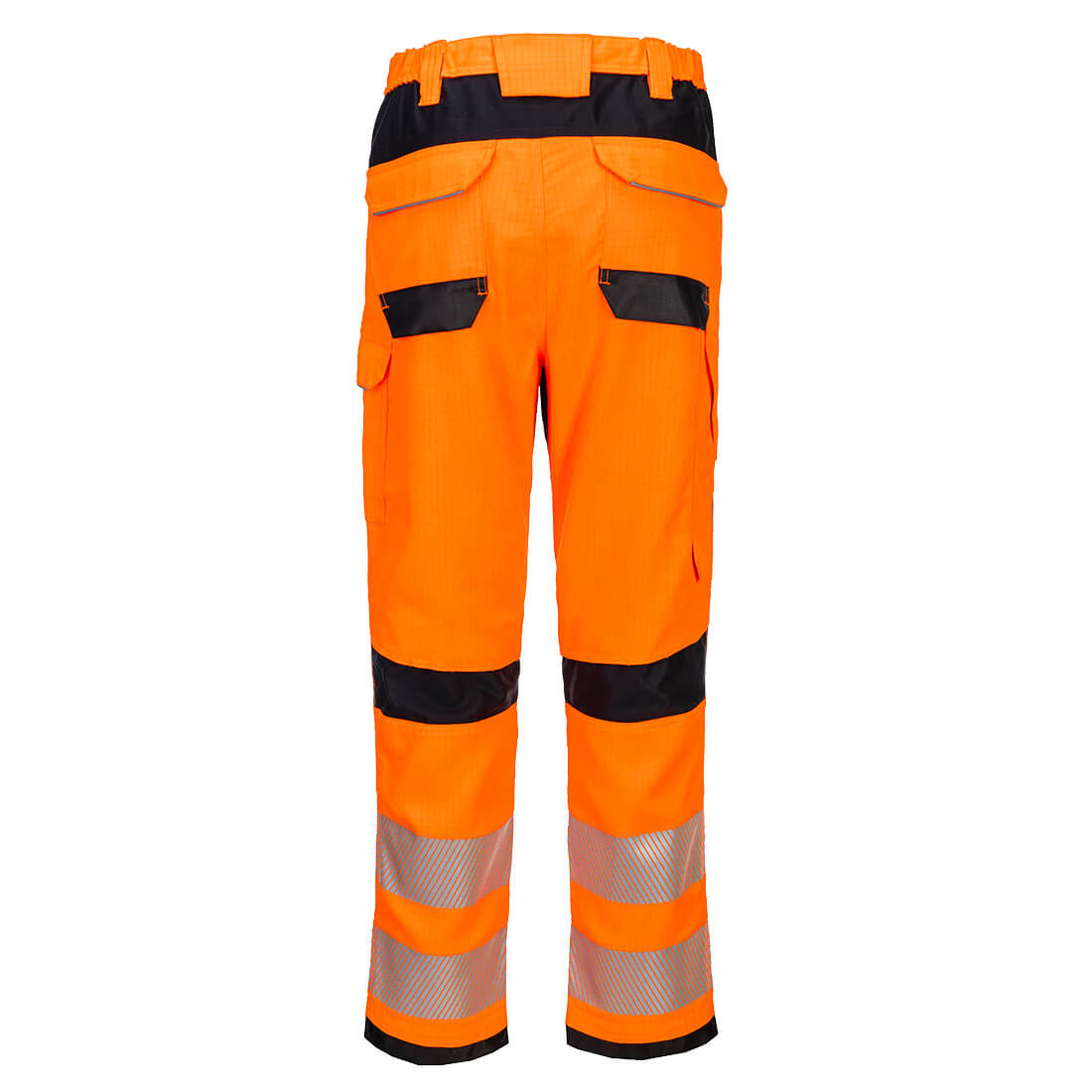 Portwest FR414 PW3 Modaflame Work HVO Multi-Norm FR Trousers in Orange/Black, back view