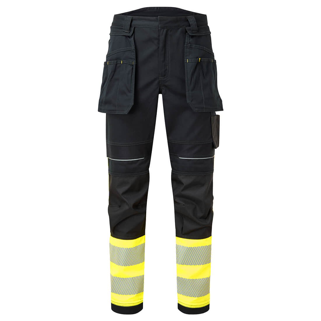 Portwest PW3 Modaflame Work Hi-Vis Class 1 FR Holster Trousers in Yellow/Black, main product image