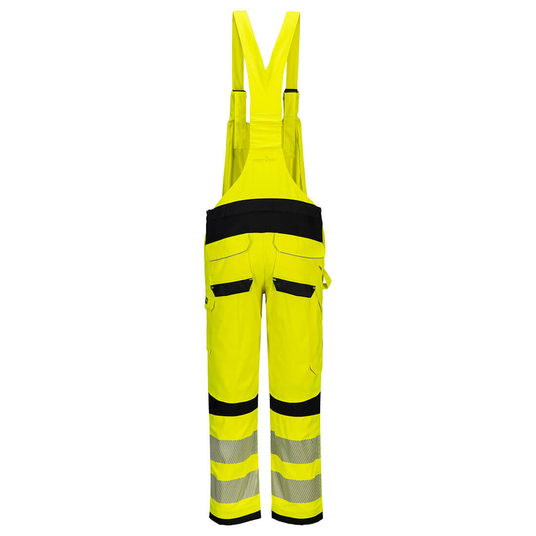 Portwest FR420 PW3 Modaflame Work Hi-Vis Multi-Norm FR Bib and Brace in Yellow/Black, back view