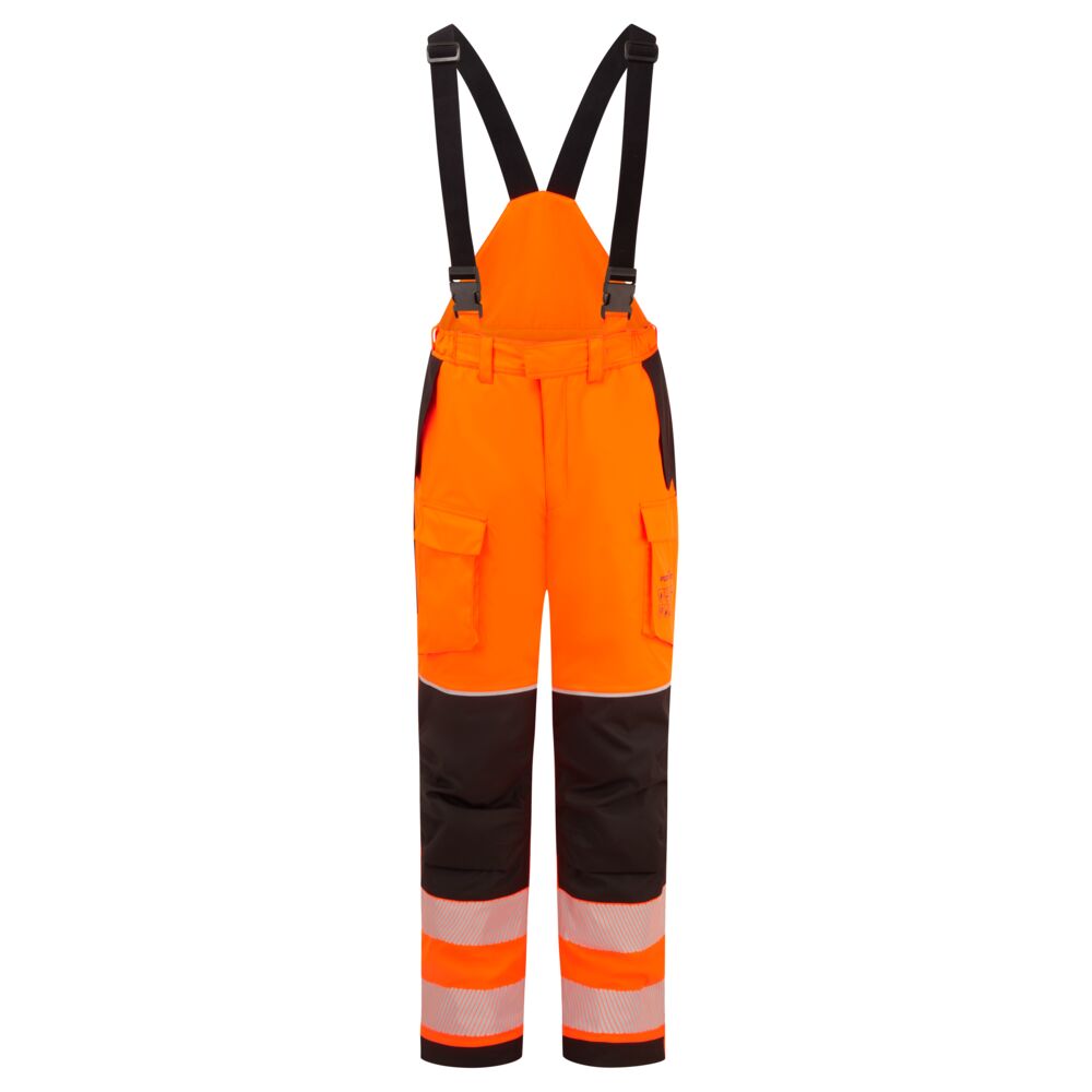 Portwest PW3 Modaflame Rain+ Hi-Vis Multi-Norm FR Winter Trousers in Orange/Black, main product image