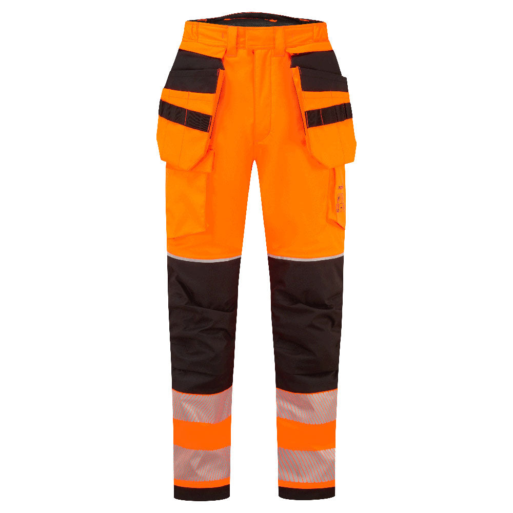 Portwest PW3 Modaflame Rain+ Hi-Vis FR Winter Holster Trousers in Orange/Black, main product image