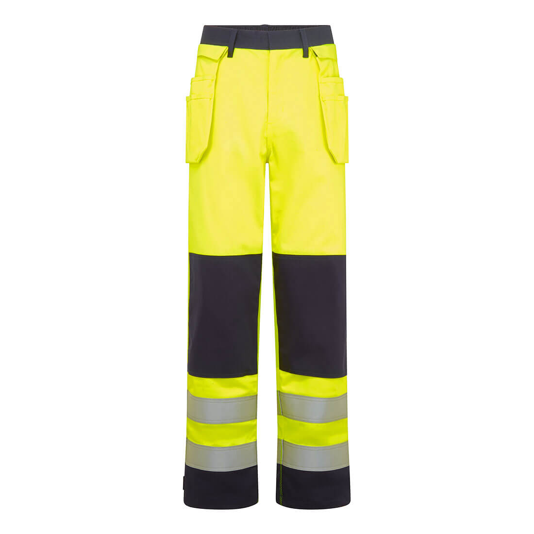 Portwest Bizflame Work Hi-Vis Contrast FR Holster Trousers in Yellow/Navy, main product image