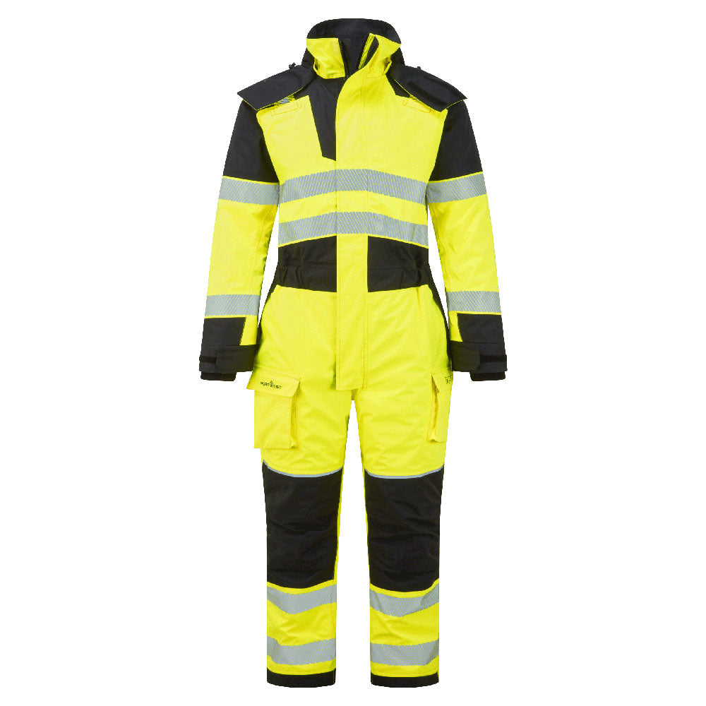 Portwest PW3 Modaflame Rain+ Hi-Vis Multi-Norm FR Winter Coverall in Yellow/Black, image 2