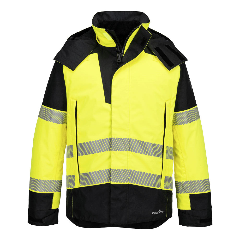 Portwest PW3 Modaflame Rain+ Hi-Vis Multi-Norm FR Winter Jacket in Yellow/Black, image 2