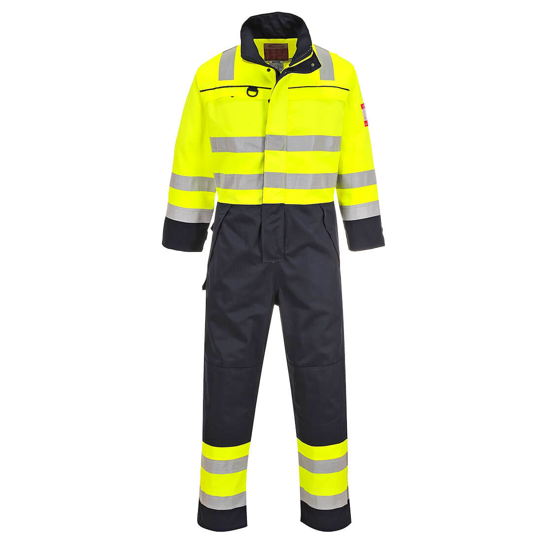 Portwest Bizflame Work Hi-Vis Multi-Norm Contrast FR Coverall in Yellow/Navy, main product image