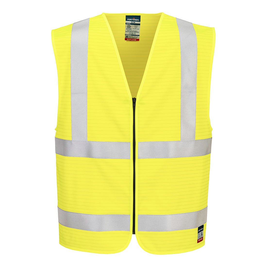 Portwest Bizflame Hi-Vis FR Zip Vest in Yellow, main product image