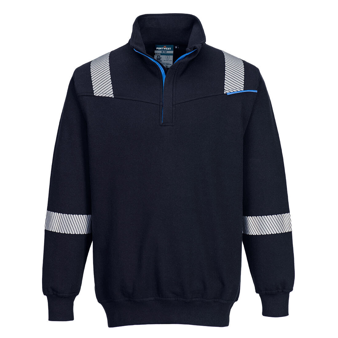Portwest WX3 Modaflame Knit FR 1/4 Zip Sweatshirt in Navy, image 2