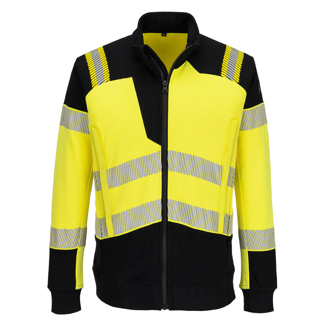 Portwest PW3 Modaflame Knit Hi-Vis FR Full Zip Sweatshirt in Yellow/Black, main product image