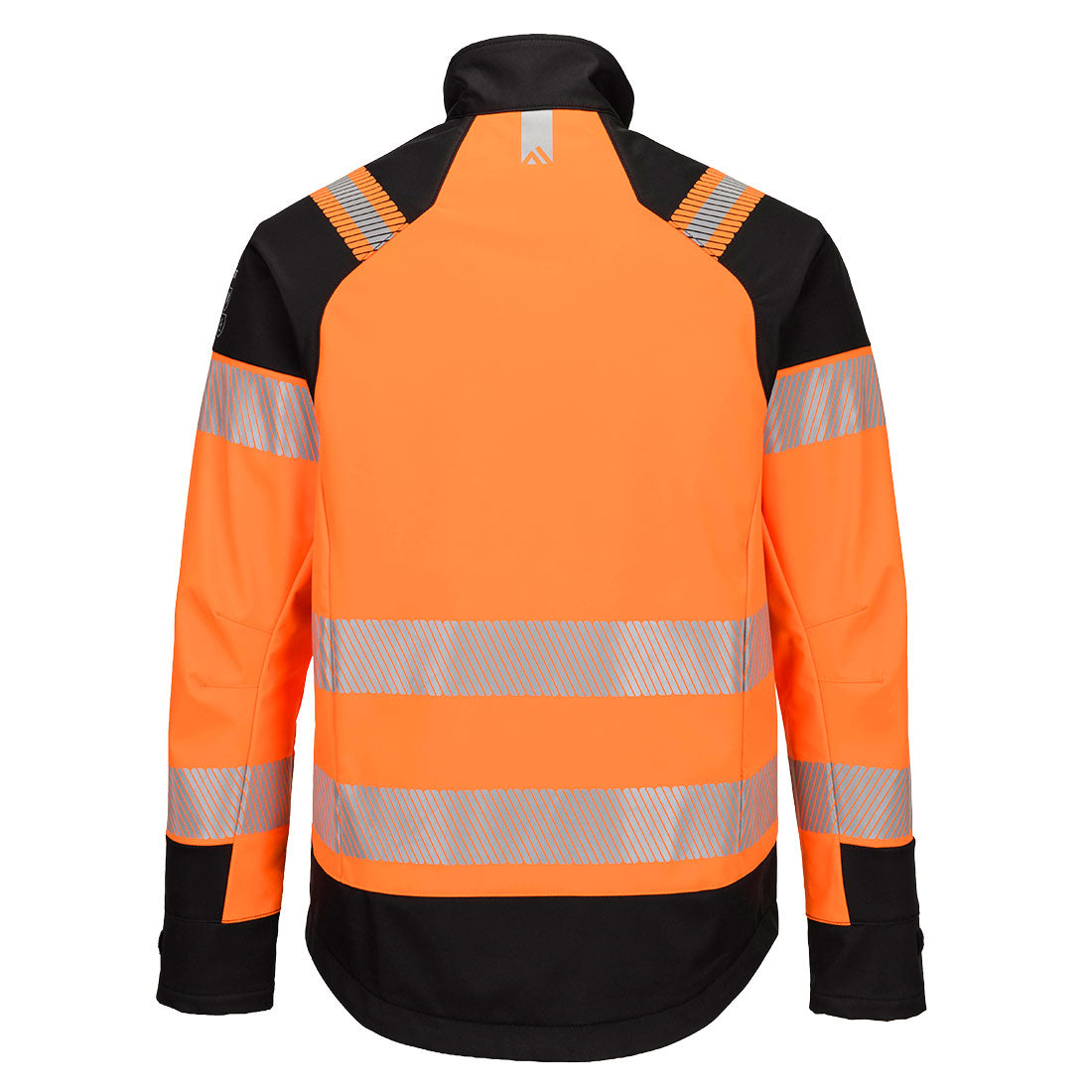 Portwest FR718 PW3 Modaflame Softshell Hi-Vis Multi-Norm FR Jacket in Orange/Black, back view