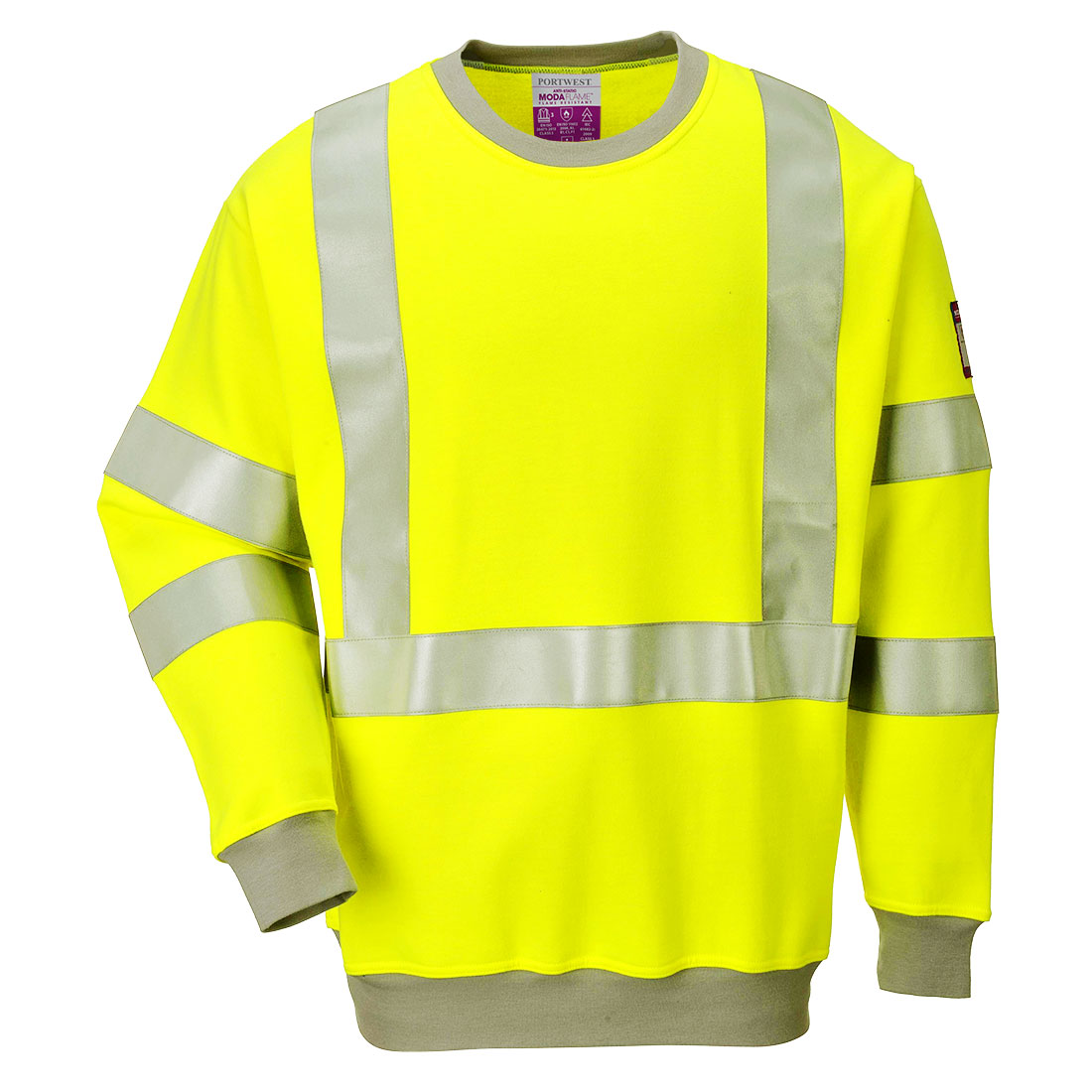 Portwest Modaflame Knit Hi-Vis FR Sweatshirt in Yellow, main product image