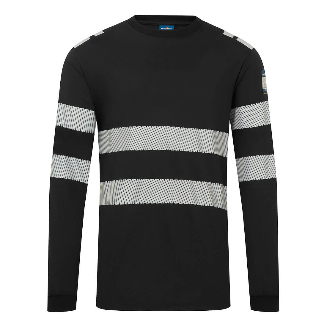 Portwest PW3 Modaflame Knit FR Long Sleeve T-Shirt in Black, main product image