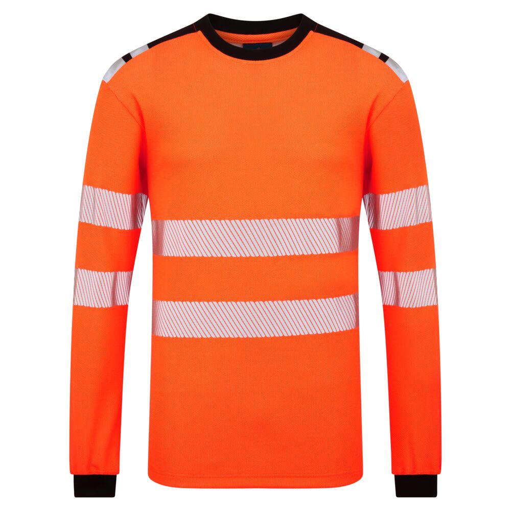 Portwest PW3 Modaflame Knit HVO FR Long Sleeve T-Shirt in Orange/Black, main product image