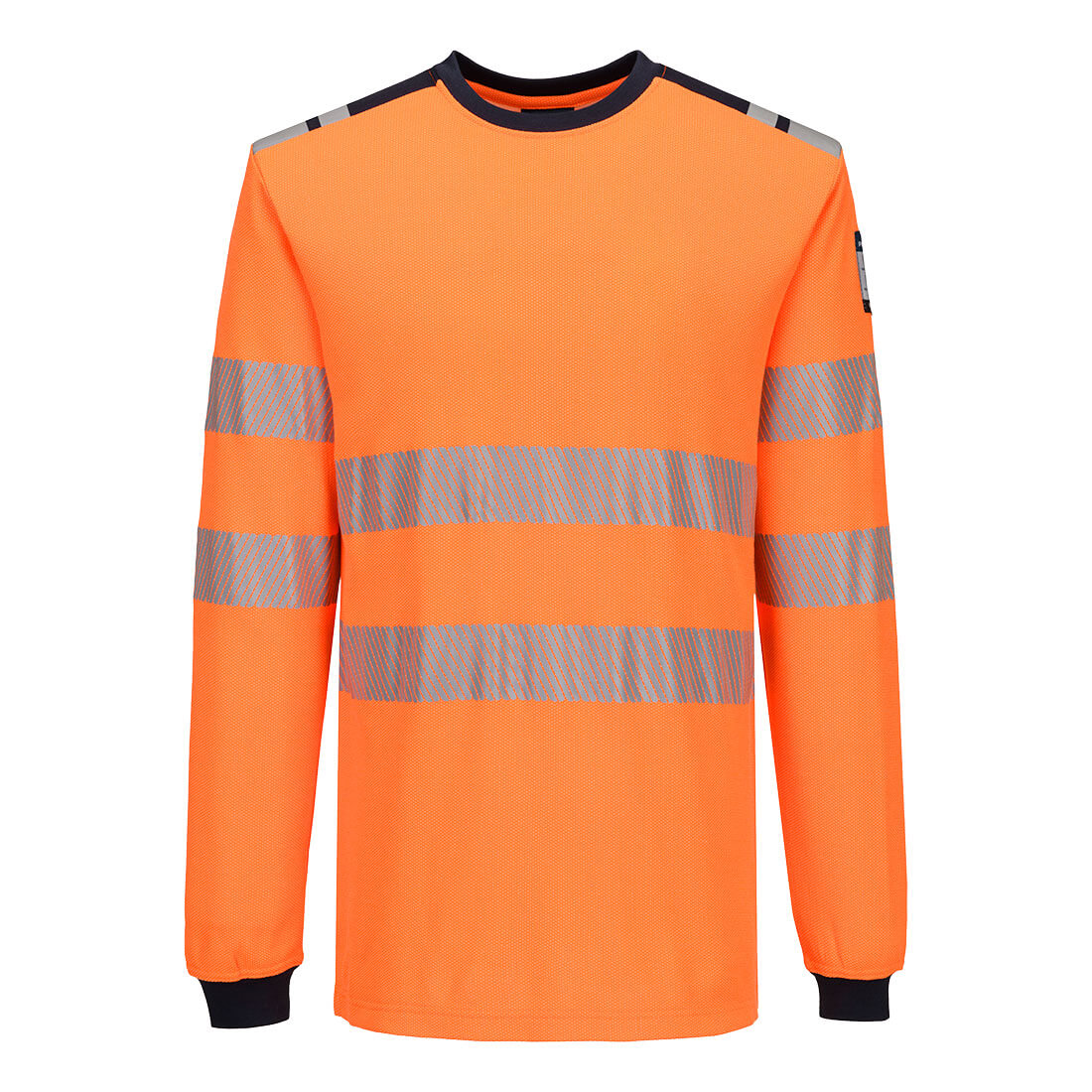 Portwest PW3 Modaflame Knit HVO FR Long Sleeve T-Shirt in Orange/Navy, image 2