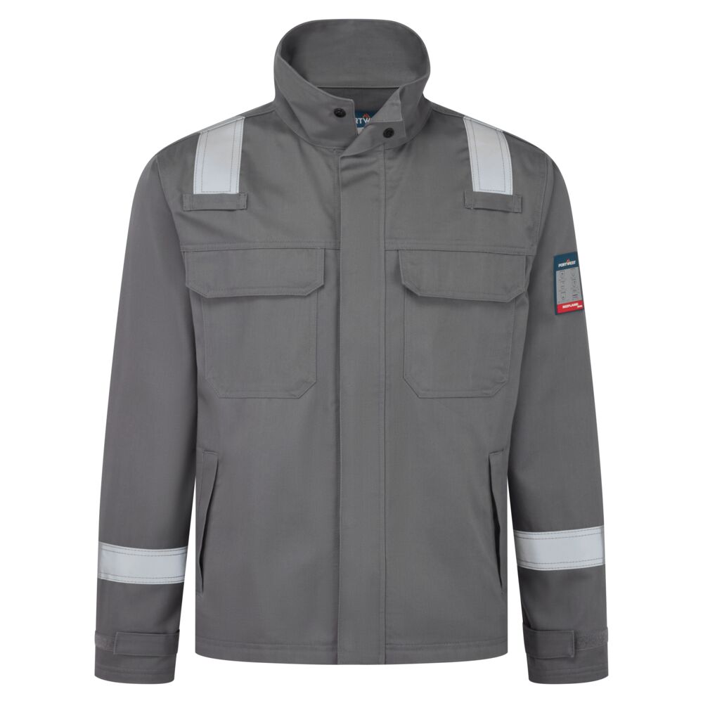 Portwest Bizflame Work+ FR Jacket in Grey, main product image