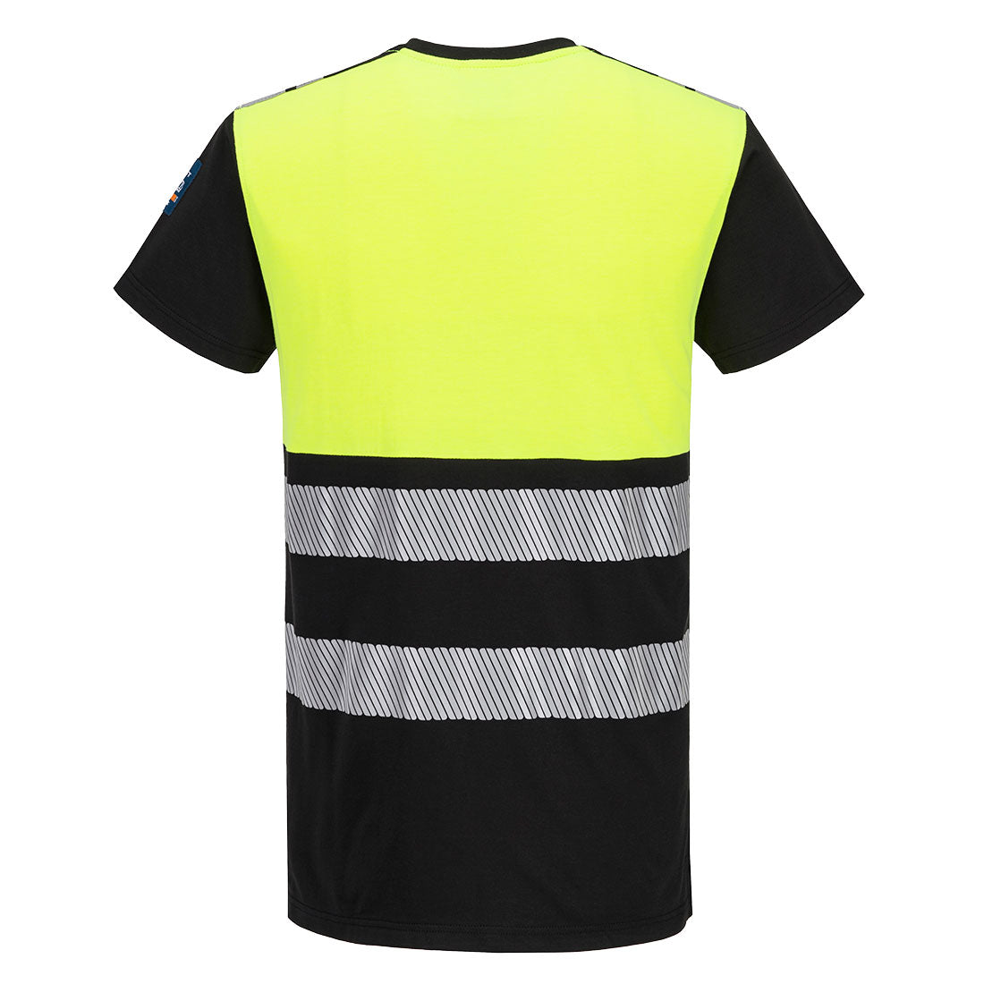 Portwest FR775 PW3 Modaflame Knit Hi-Vis Class 1 FR Short Sleeve T-Shirt in Yellow/Black, back view