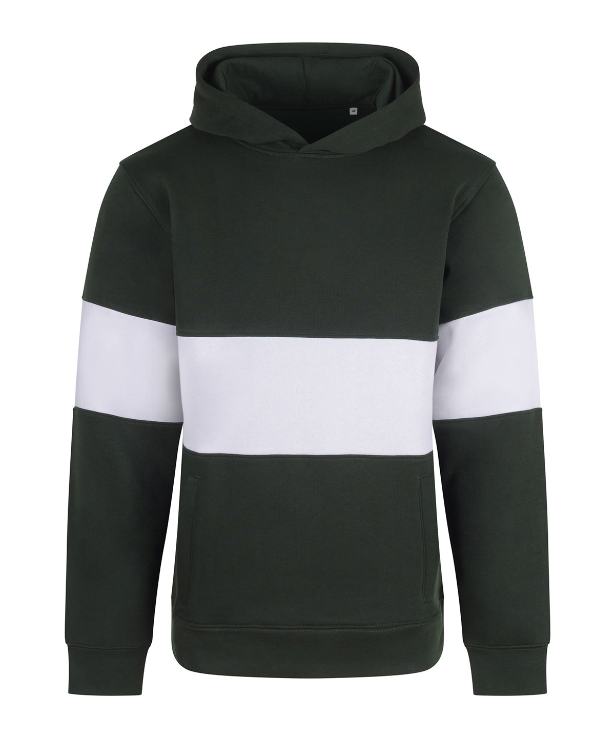 Front Row Heavyweight panelled hoodie in Bottle/White, front view