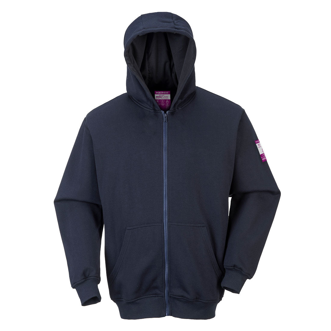 Portwest Modaflame Knit FR Full Zip Hooded Sweatshirt in Navy, main product image