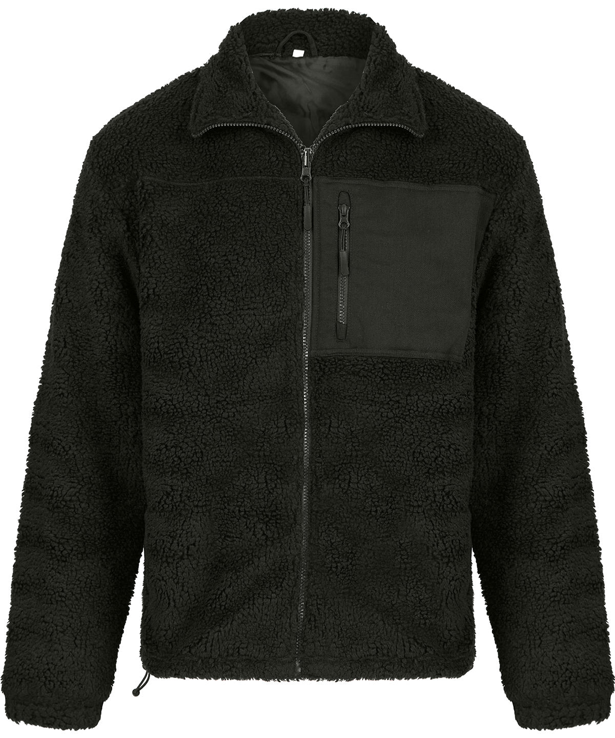Front Row Recycled sherpa fleece in Dark Olive, front view