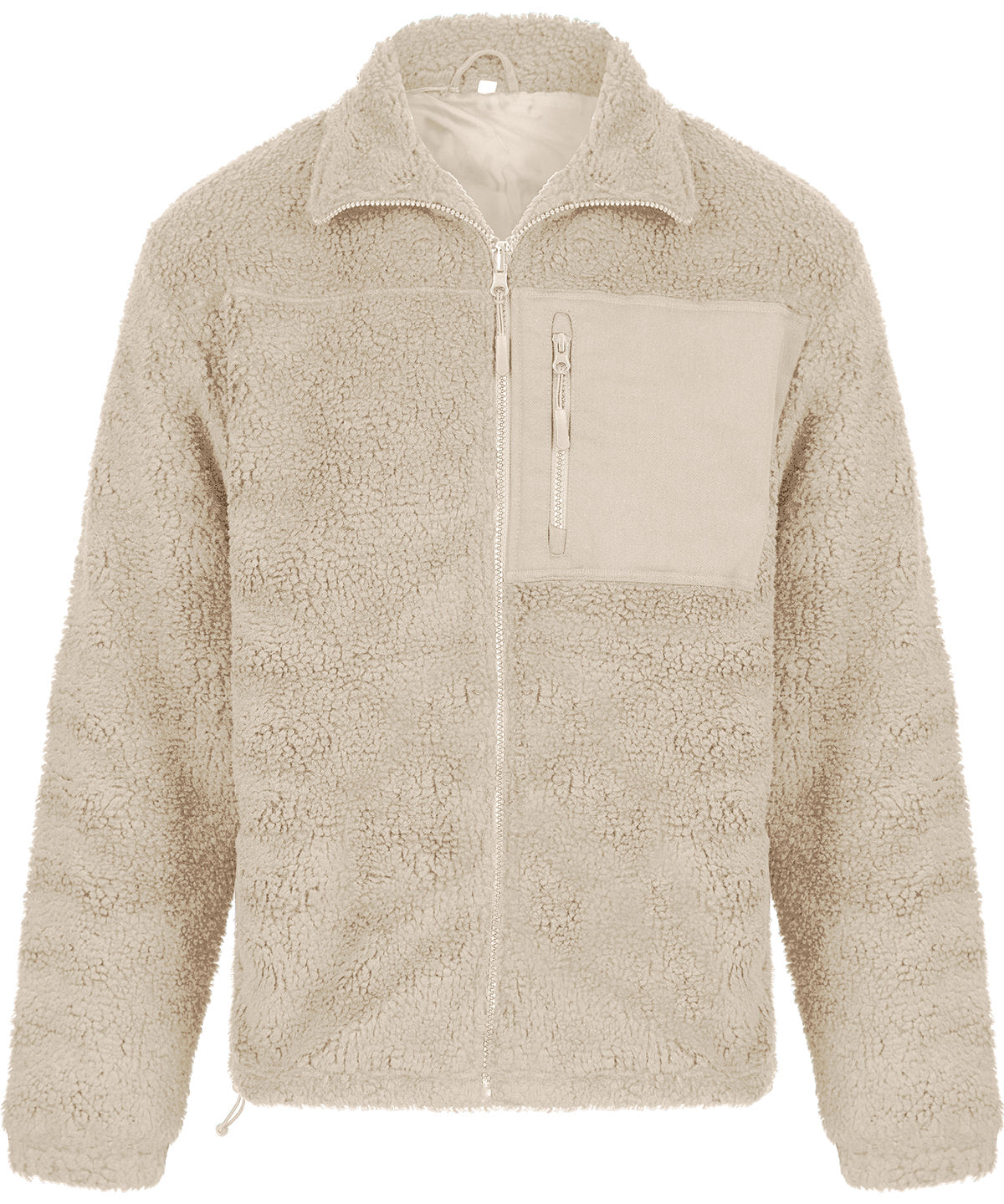 Front Row Recycled sherpa fleece in Natural, front view