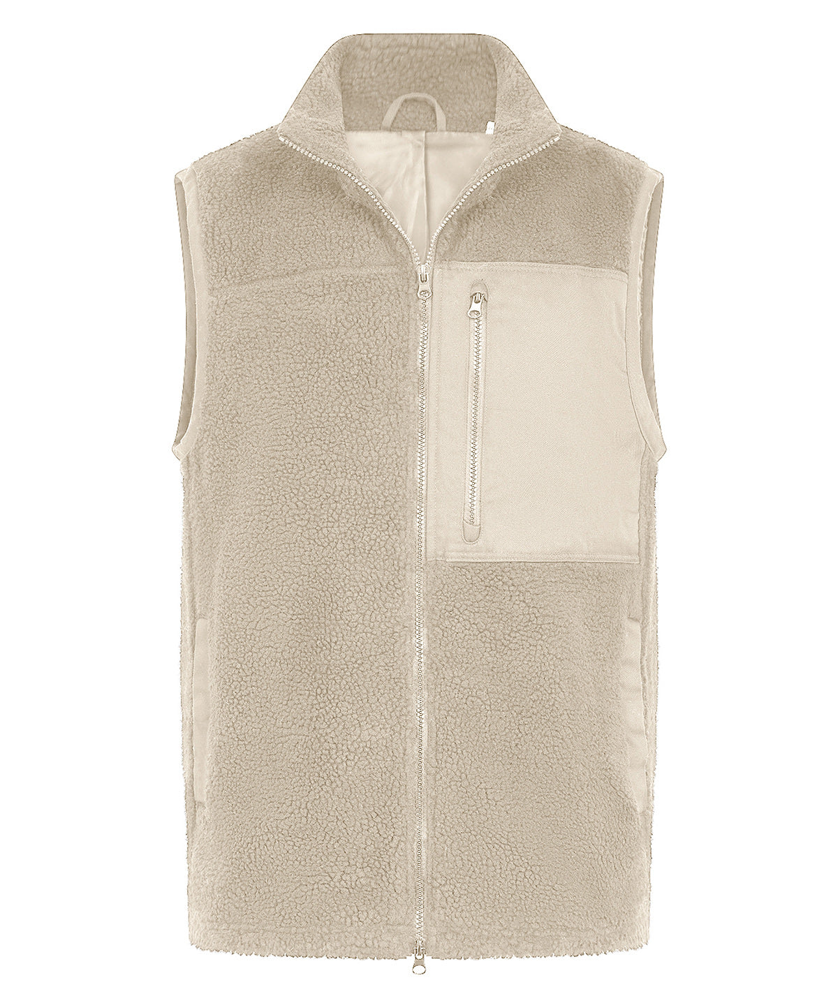 Front Row Recycled sherpa gilet in Natural, front view