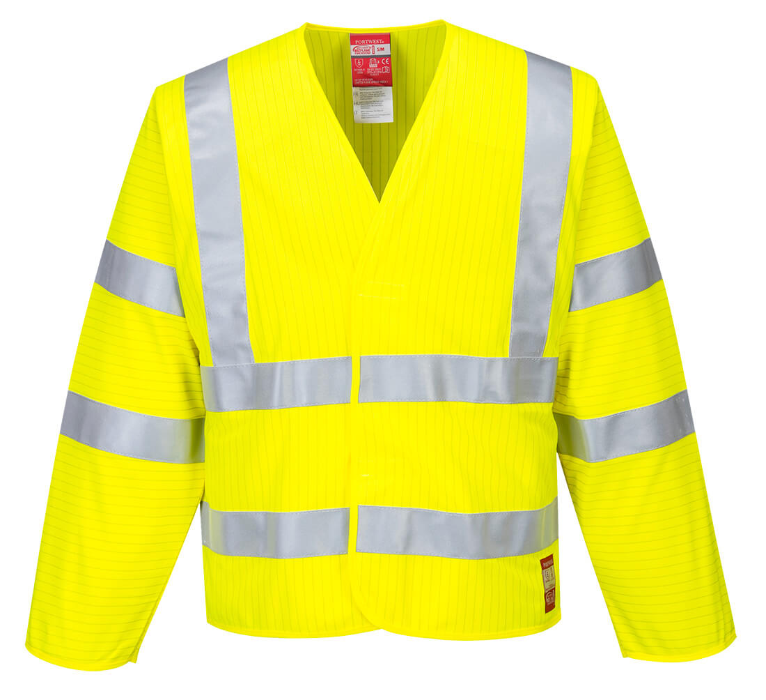 Portwest Bizflame Hi-Vis FR Long Sleeve Vest in Yellow, main product image
