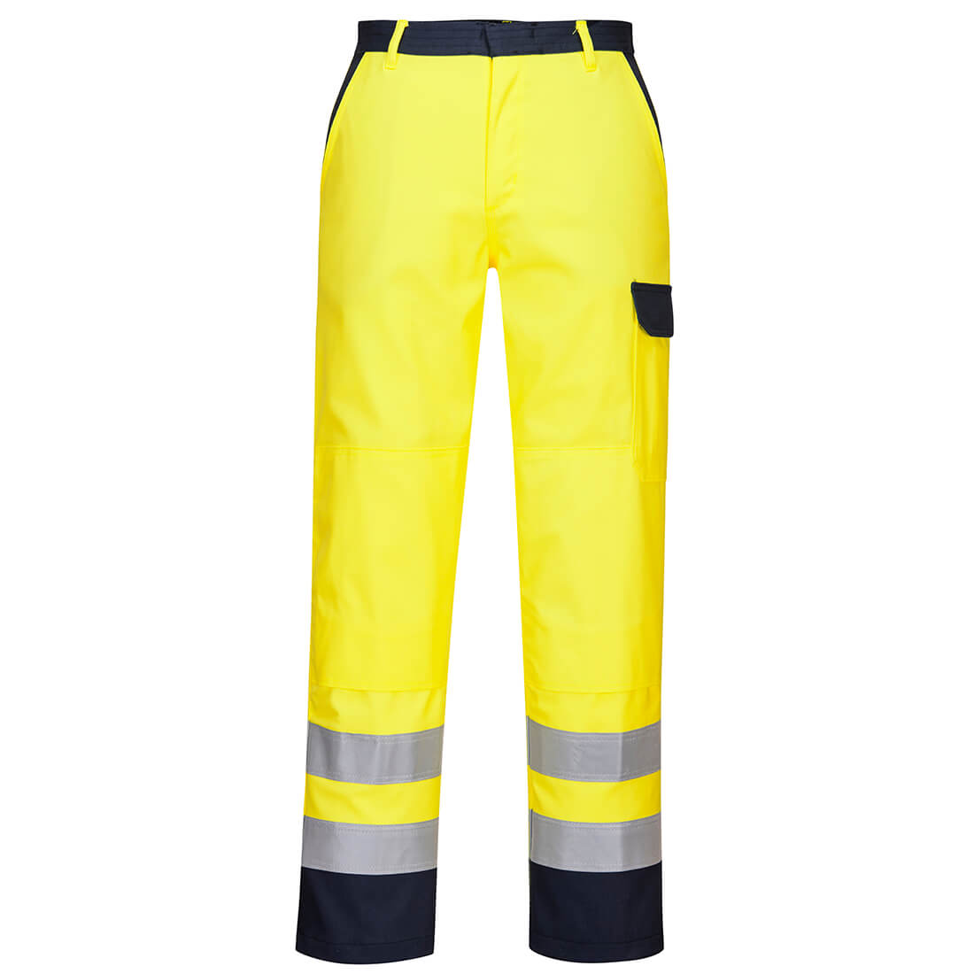 Portwest Bizflame Work Hi-Vis Contrast FR Trousers in Yellow, main product image