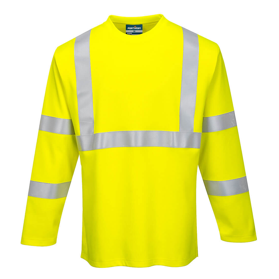 Portwest Modaflame Knit Hi-Vis FR Long Sleeve T-Shirt in Yellow, main product image
