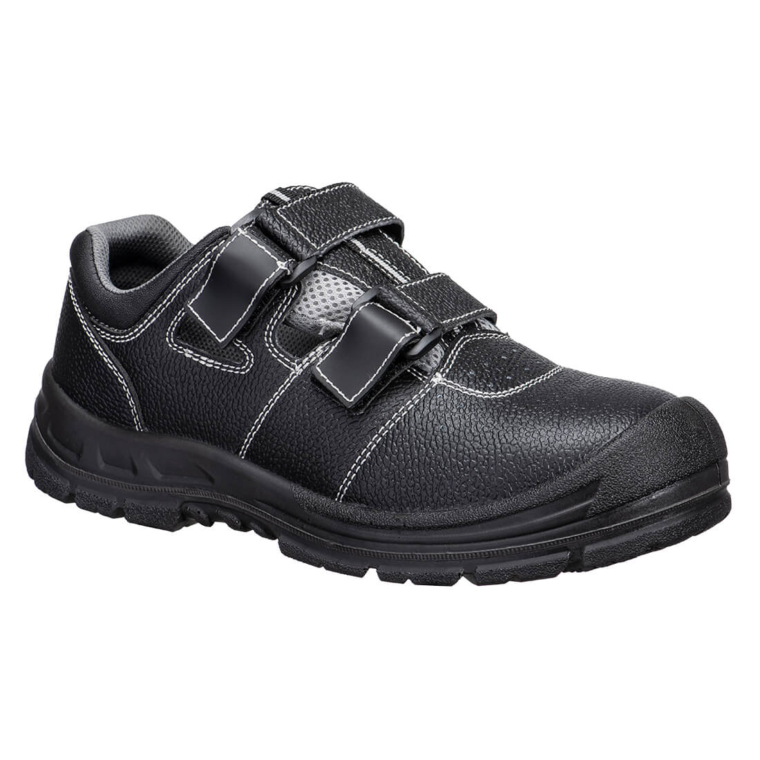 Portwest Steel Action Leather Sandal S1P SR FO in Black/Grey, main product image