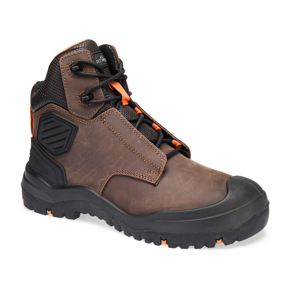 Portwest Steel Leather Ankle Boot S3 SC HRO HI CI LG SR FO in Brown/Orange, image 2
