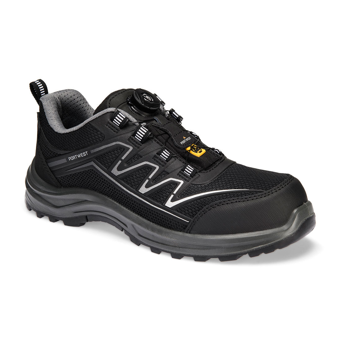 Portwest Composite KPU and Mesh Trainer S1PS ESD SR FO in Black/Grey, image 2