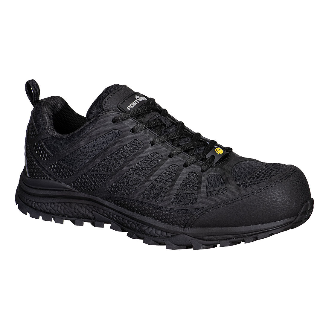 Portwest Composite Textile Trainer S1PS ESD SR FO in Black, main product image