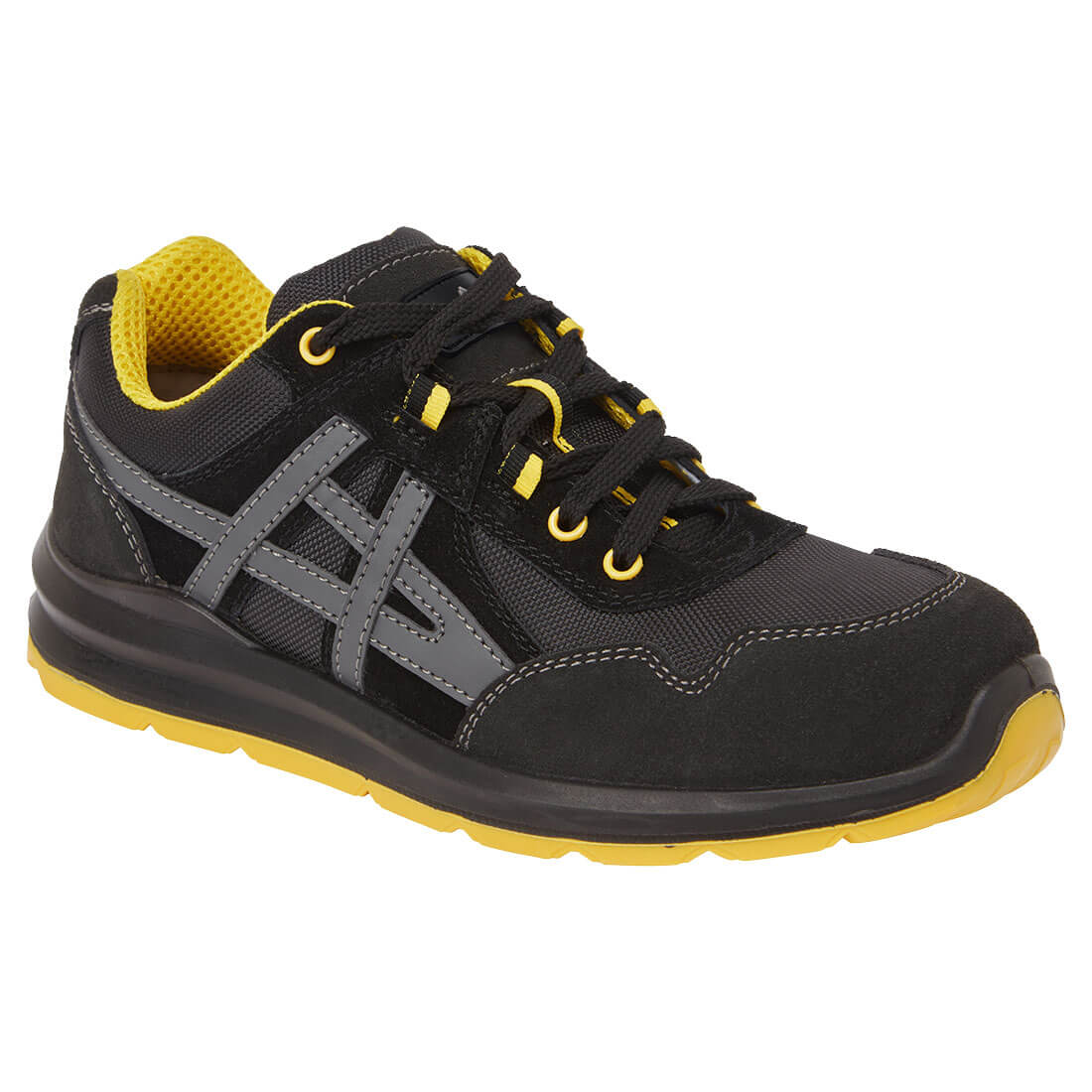 Portwest Steel Leather and Textile Trainer S1 FO SR in Black, main product image