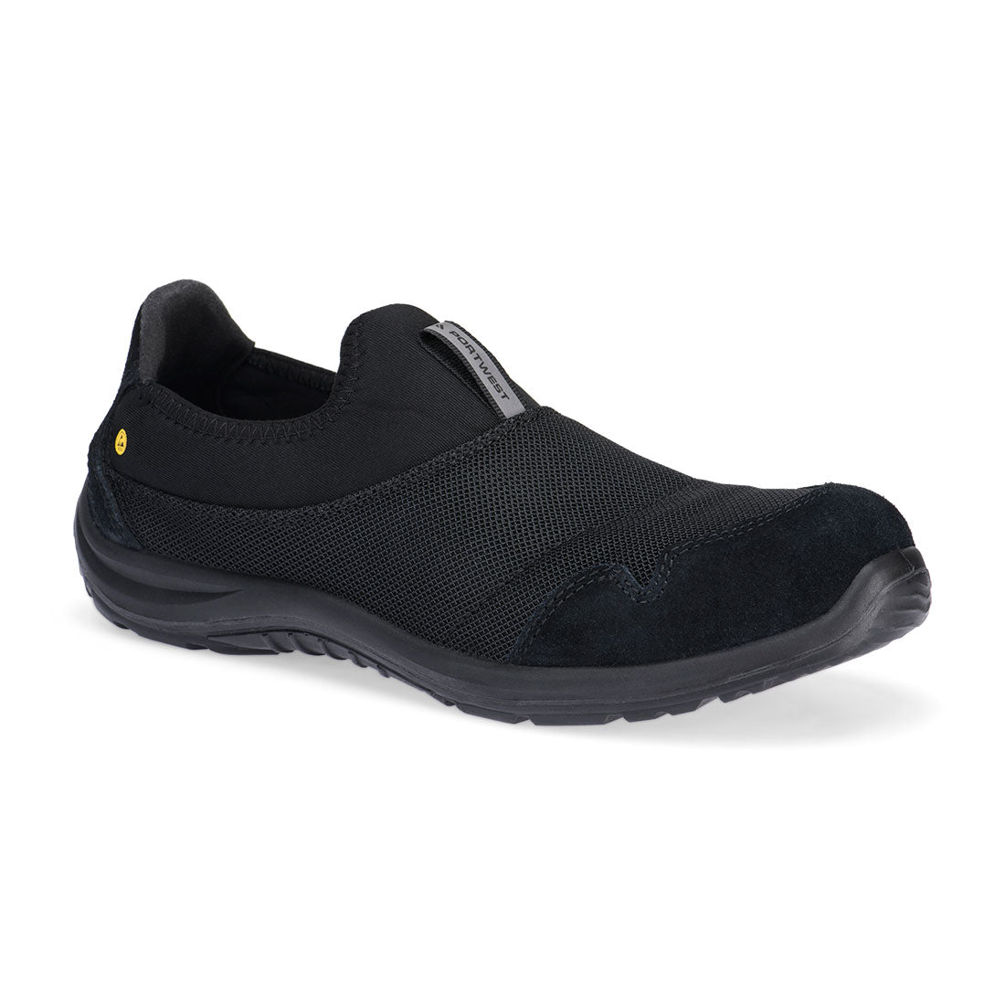 Portwest FT55 Steel Textile Slip On Shoe S1P SR FO ESD in Black, back view