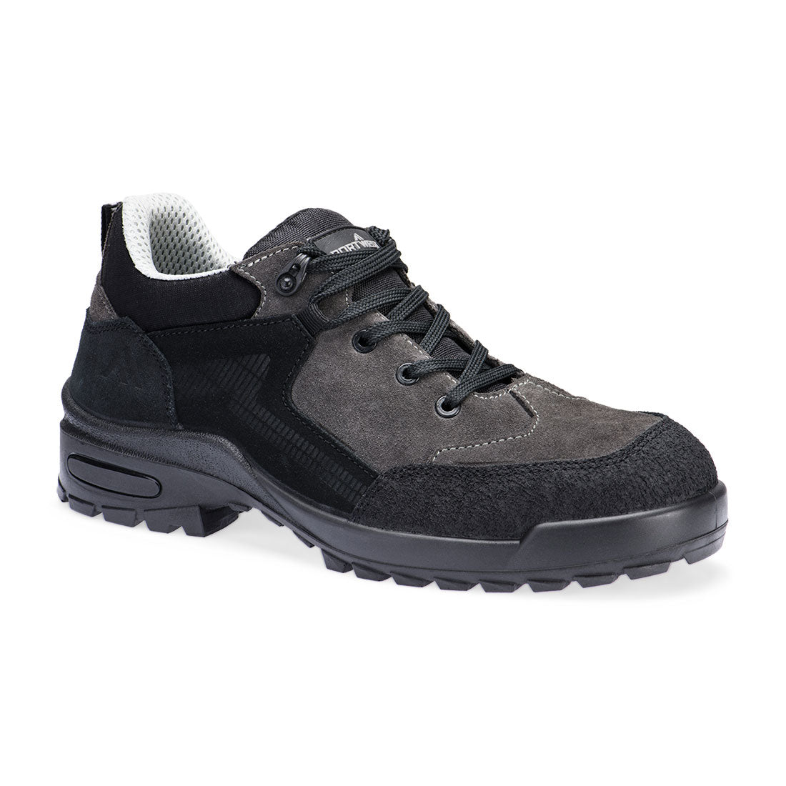 Portwest Steel Suede Leather Low Shoe S3L CI FO SR in Black/Grey, main product image