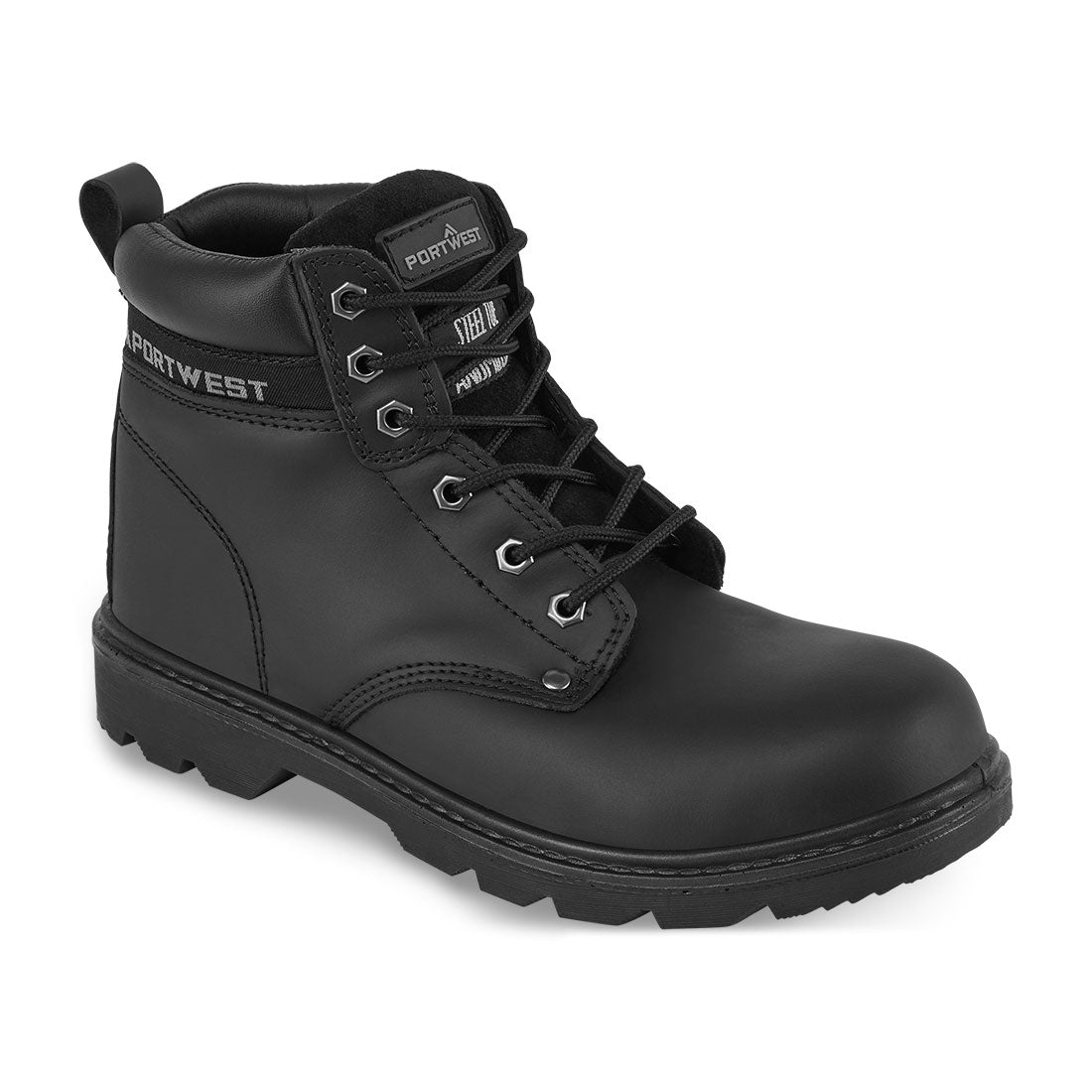 Portwest Steel Leather Ankle Boot S3 SR in Black, main product image