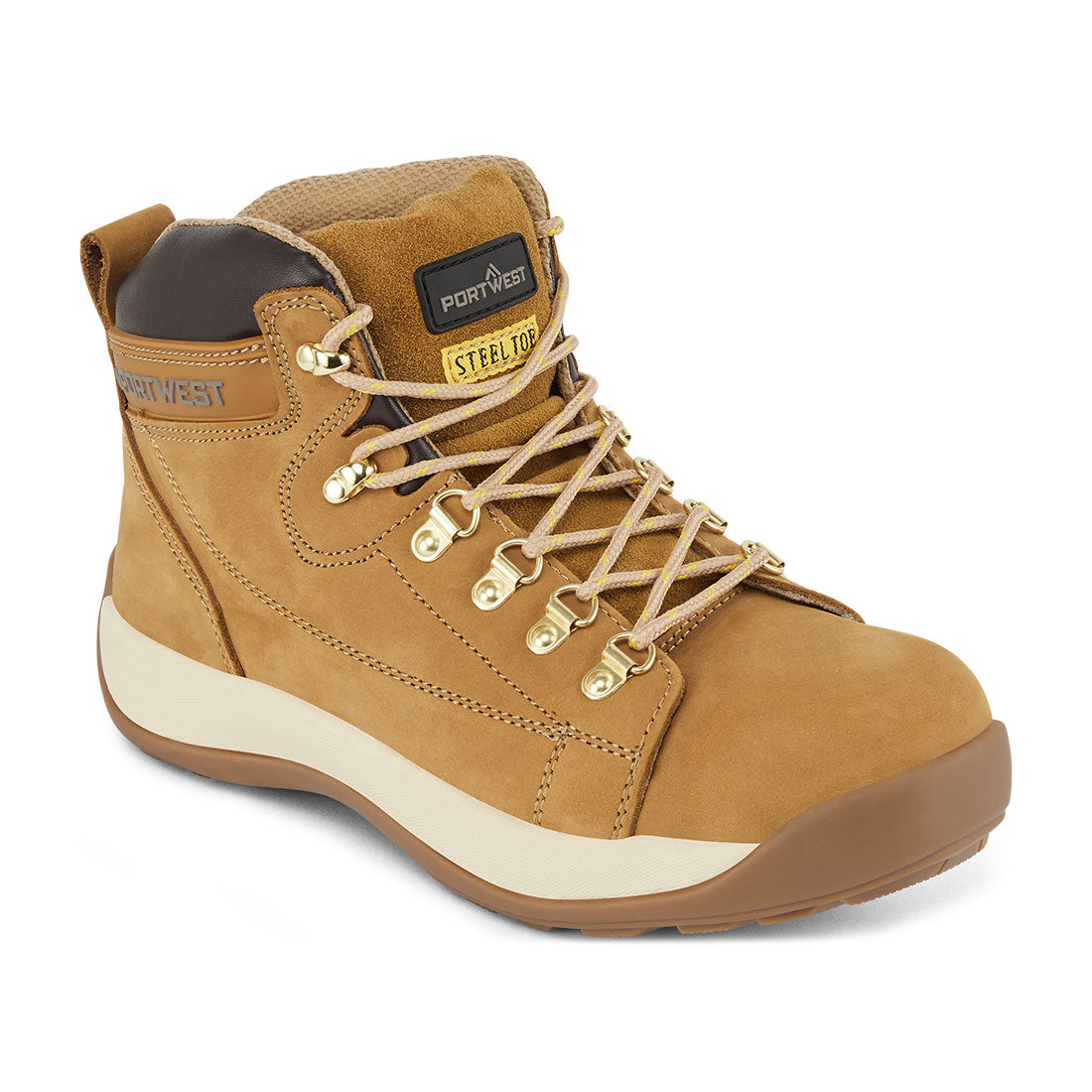 Portwest Steel Nubuck Leather Mid Boot SB HRO in Honey, image 2