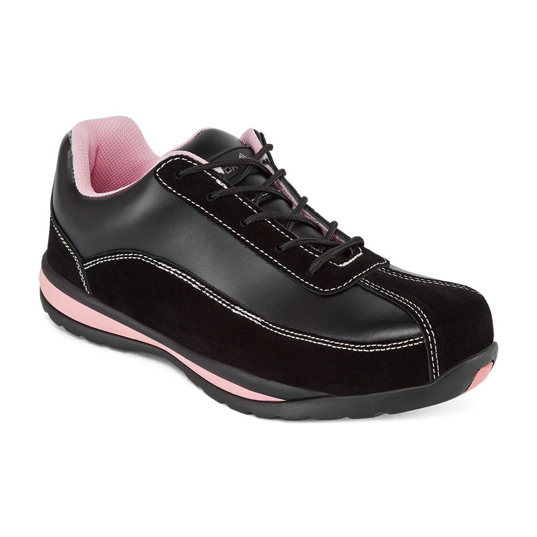 Portwest Steel Leather Trainer S1P HRO SR in Black/Pink, image 2