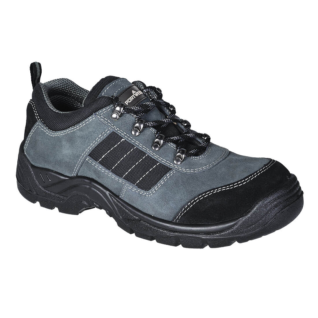 Portwest Steel Cow Suede Leather Low Shoe S1P SR in Black, main product image