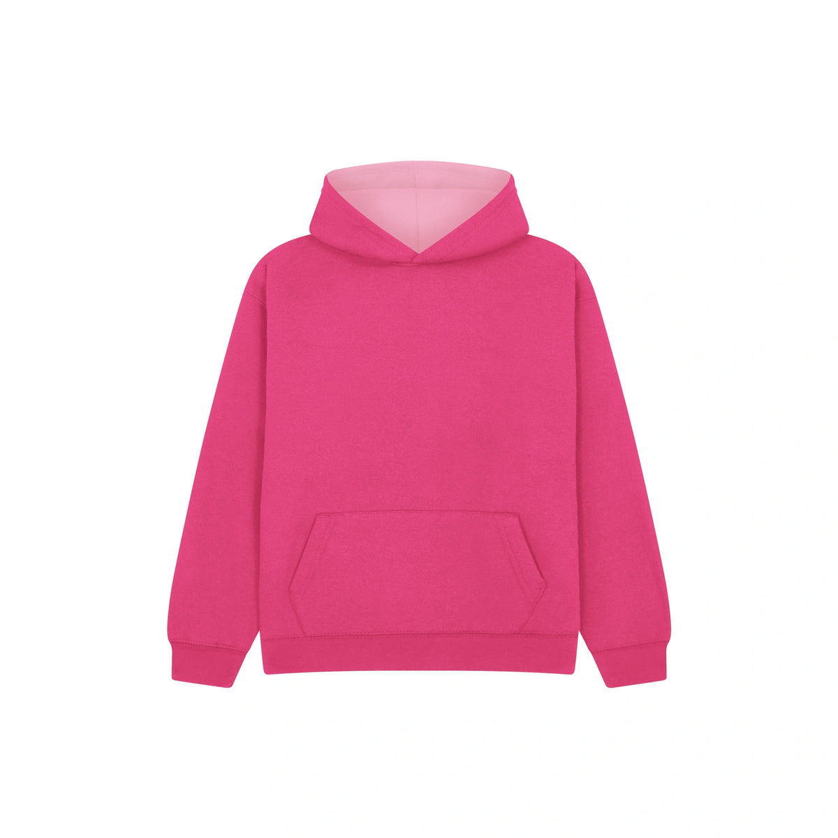 Cotton Ridge W73K Eclipse Premium kids contrast hoodie in Fuchsia / Baby Pink